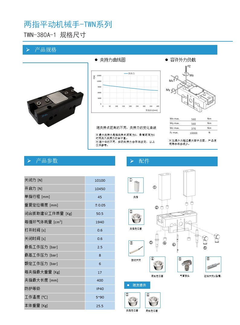 國產(chǎn)THR機械手兩指平動機械手TWN-380A-1