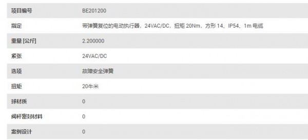 EA END ARMATUREN 帶彈簧復位的電動執(zhí)行器24VAC/DC系列